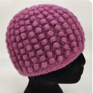 Nirvana Designs 100% Wool Purple Berry Knit Hat Beanie Handmade in Nepal